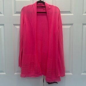 Lilly Pulitzer XL Tatum fringe cardigan hot pink